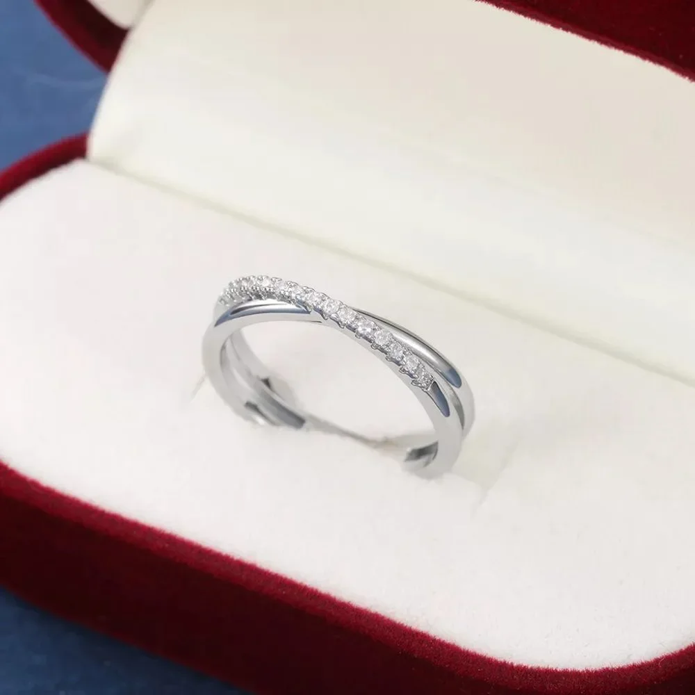 🍂 Trendy Advanced Texture 925 Silver Plated CZ Ring, FB16FA1151 - Picture 5 of 5